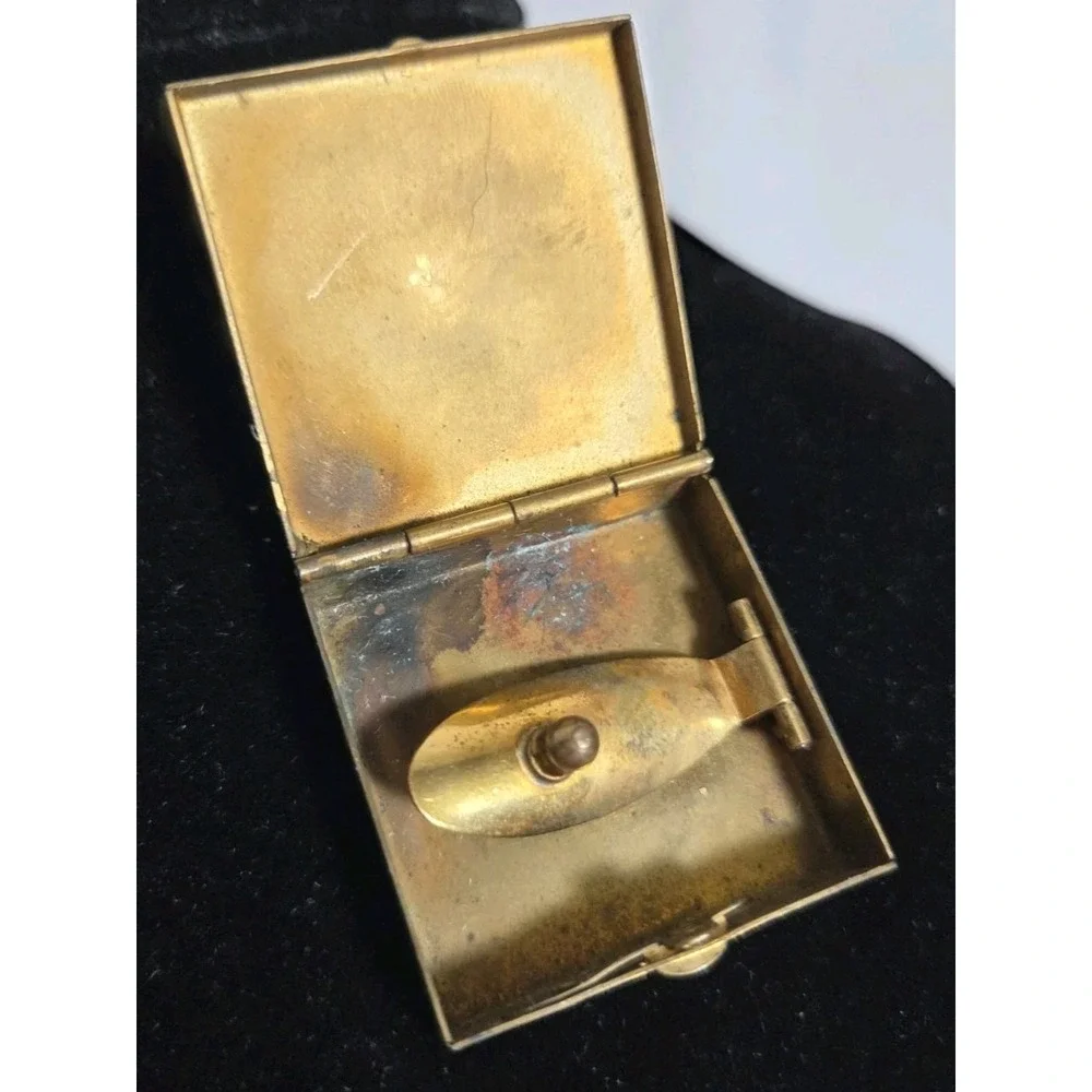 Vintage '45-'49 Stamped French Zone Made in Germany Brass Pocket Ashtray Hinged
